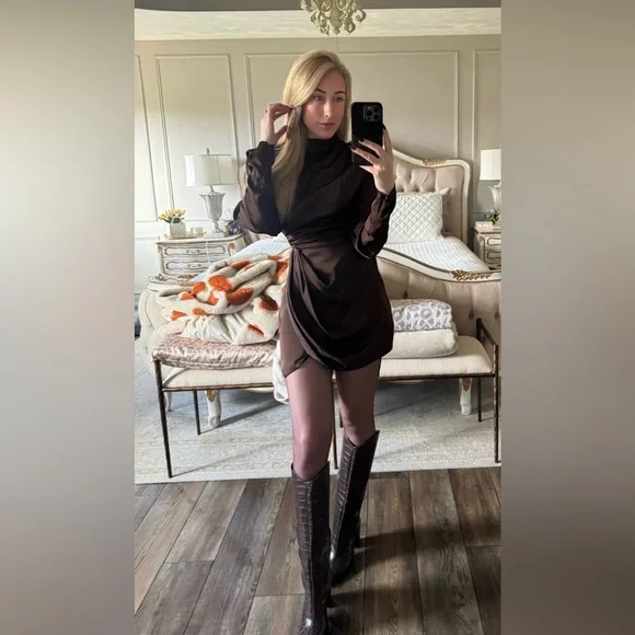 Ronny Kobo Collection Brown Long Sleeve Dress - Picture 11 of 11